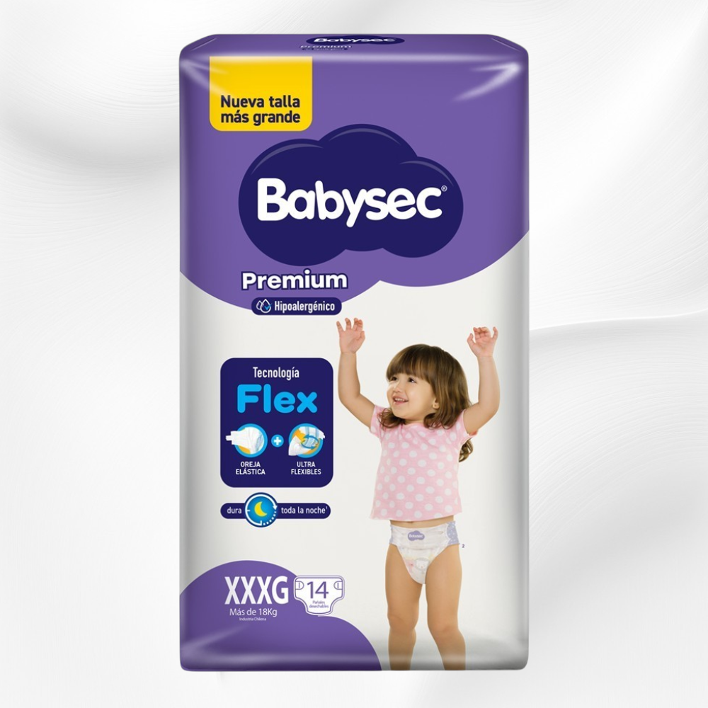 Babysec Premium XXXG (Extra Extra Extra Grande) - 14 Unidades