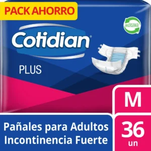 Pañal para adultos Cotidian Plus Incontinencia Fuerte talla M 36 unidades máxima absorción