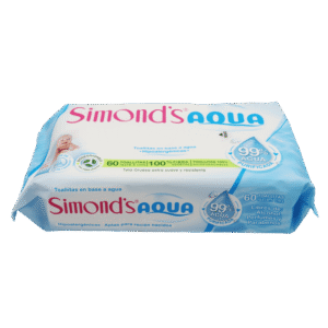 Toallitas húmedas Simonds Aqua con 99% agua purificada para recién nacidos y piel sensible