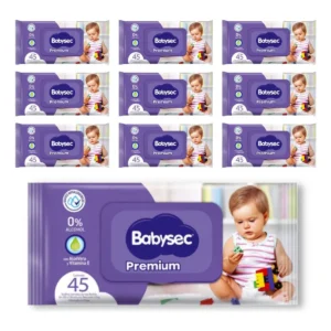 Pack 10x Toalla Húmeda Babysec 99% Aqua 45 un.