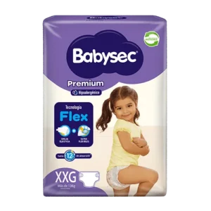Pañal Babysec Premium XXG 14 unidades hipoalergénico con cintura elastizada y 12 horas de absorción
