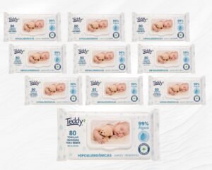 Pack 10 Unidades Toalla Húmeda Teddy 99% Agua 80 Unidades